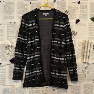 Croft & Barrow Black and Gray Plaid Women's Cardigan